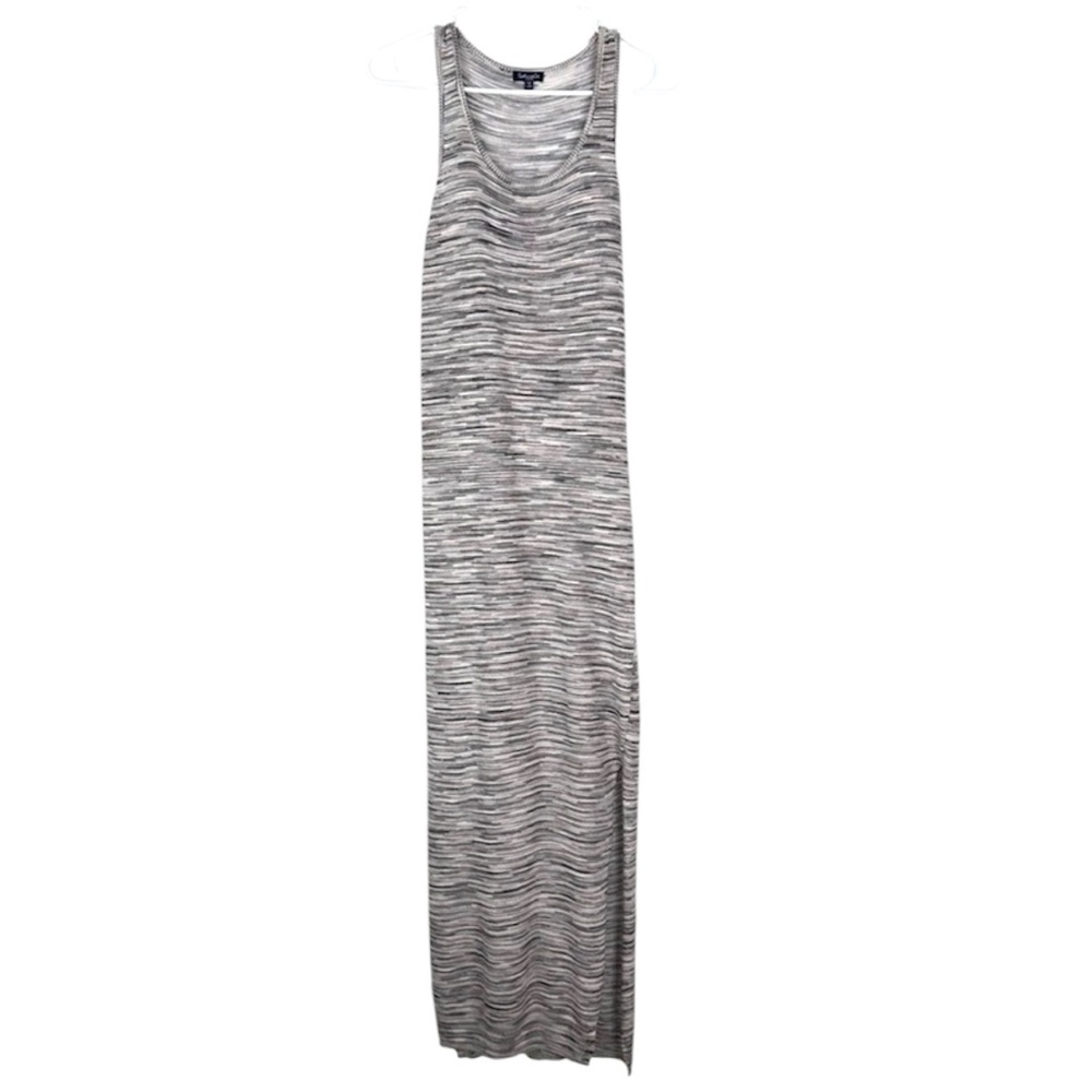 Splendid Space Dye Racerback Maxi Dress Side Slits Size L Soft Stretch Knit